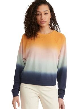 Marine Layer Dip Dye Terry Sweatshirt Ombre Sunset Blue XS